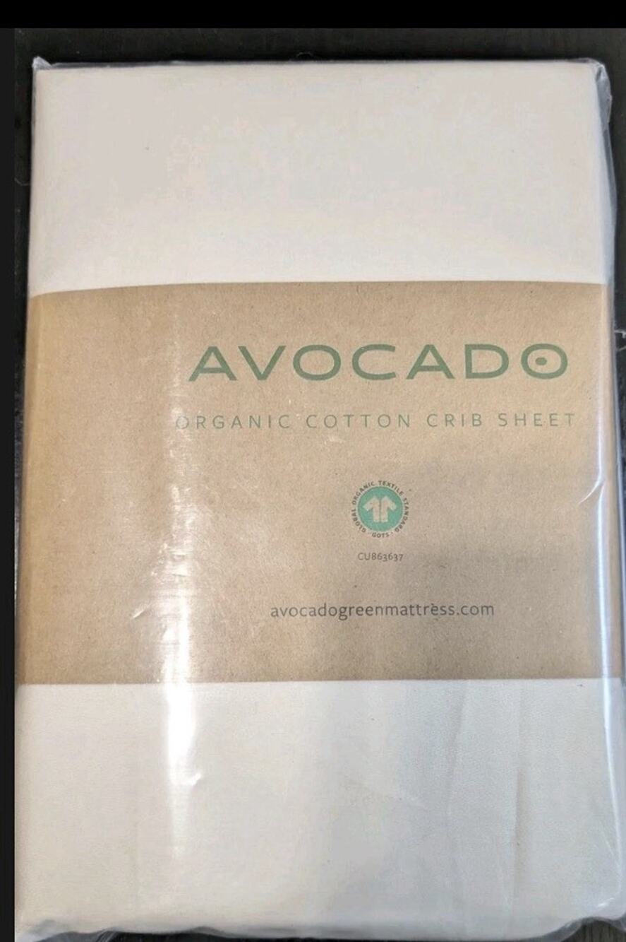 Avocado Organic Cotton Crib Sheet, Crib Size, White Solid Color